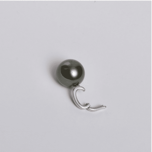 Pendentif "clip" en argent rhodié, Perle de Tahiti ronde de 12,9 mm A