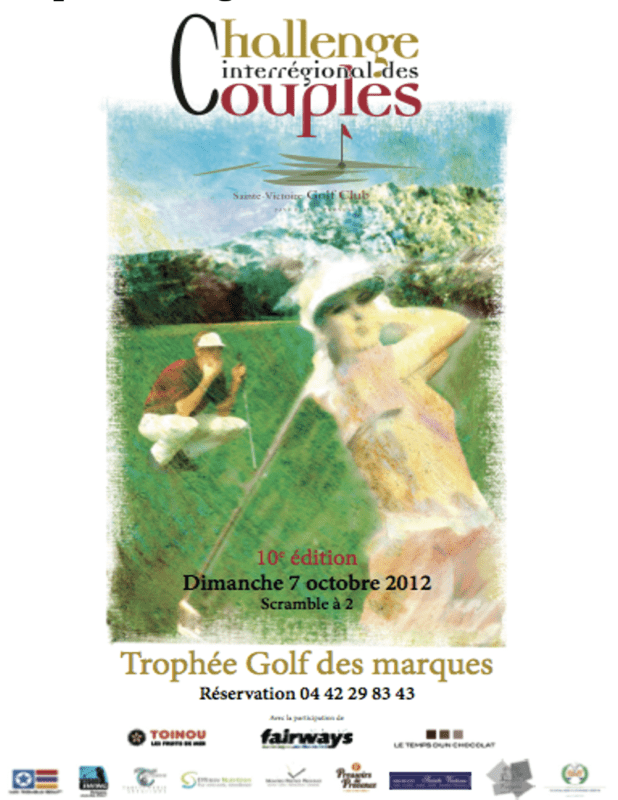 Tahiti Perles Créations partenaire du Challenge inter régional des Couples sur le golf de la Sainte Victoire.le trophée Golf des marques