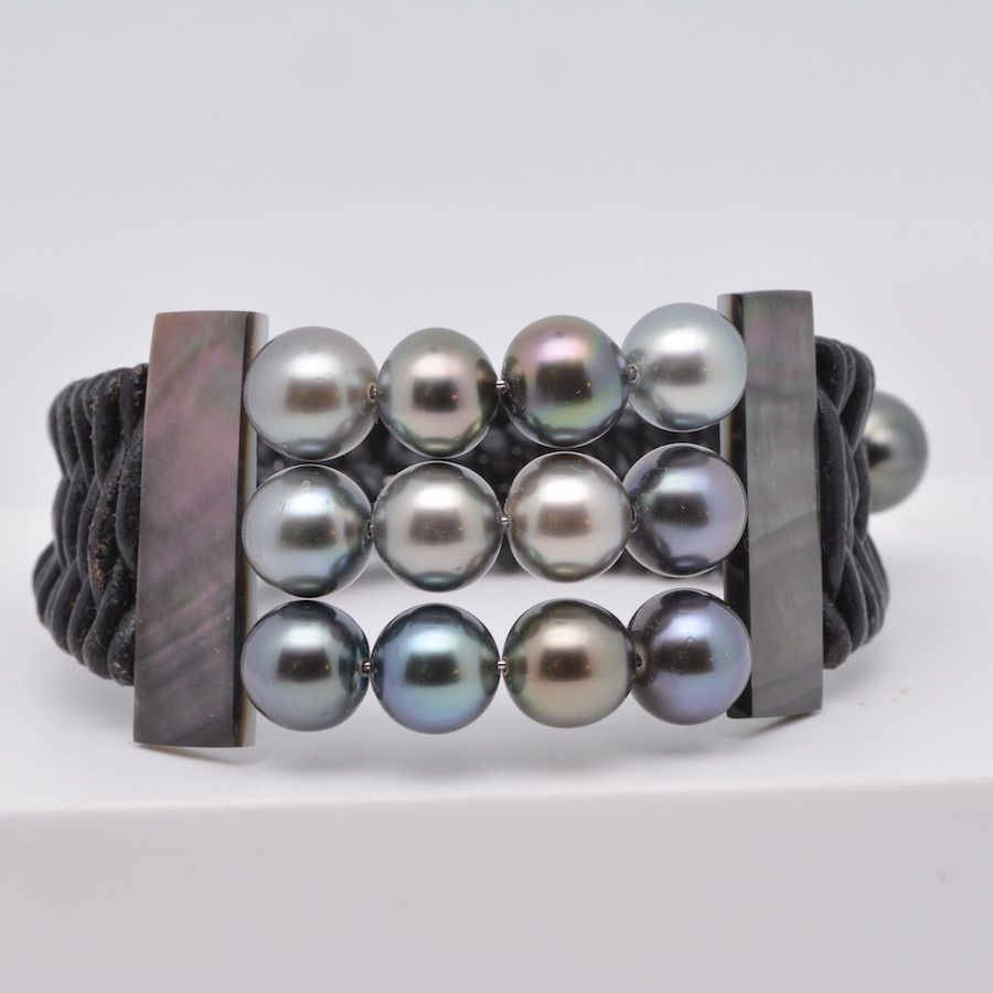 Bracelet homme 4 perles de tahiti, le luxe !