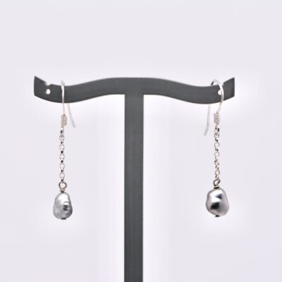 pendants boucles d'oreilles en keshi de Tahiti Montage argent