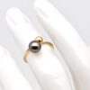 Bague perle Nani en or jaune 18k avec perle de Tahiti ronde de 7,5 mm – création artisanale 