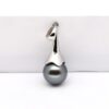 Pendentif Akamu en argent 925 rhodié, orné d’une perle de Tahiti ronde 9,3 mm vert-bleu qualité B, bijou artisanal produit à Manihi.