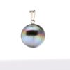 Pendentif mabe de Tahiti rond 13,5 mm qualité A aux reflets naturels multicolores Tahiti Perles Créations. bélière argent
