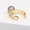 Bague Hemia gold filled jaune maillons soudés ouverte perle de Tahiti 9,2 mm gris vert Manihi