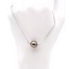 Collier Eva en argent 925 rhodié avec perle de Tahiti semi baroque de 9,7 mm qualité A.coouleur naturelle verte