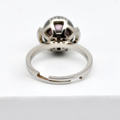 Bague Konala perle de Tahiti ronde 10,9 mm vert profond qualité A argent 925 rhodié Tahiti Perles Création