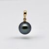 Pendentif Kaili or jaune 18k avec perle de Tahiti ronde Qualité A 10,1 mm vert bleu roi naturelle produite à Manihi