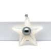 Pendentif Mamatai étoile de mer nacre 35 mm et perle de Tahiti ronde 10,5 mm vert foncé de l'atoll de Manihi