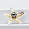 Pendentif Pikake étoile de mer en nacre et perle de Tahiti ronde 9,1 mm qualité B